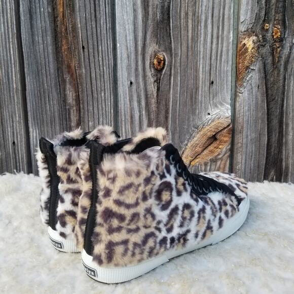 Faux Fur Fuzzy HighTops Size 10 Cheetah Animal Leopard Superga x Jocelyn EUC - Picture 4 of 14